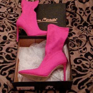Anne Michelle Pink Pointy Toe Ankle Boots NWB